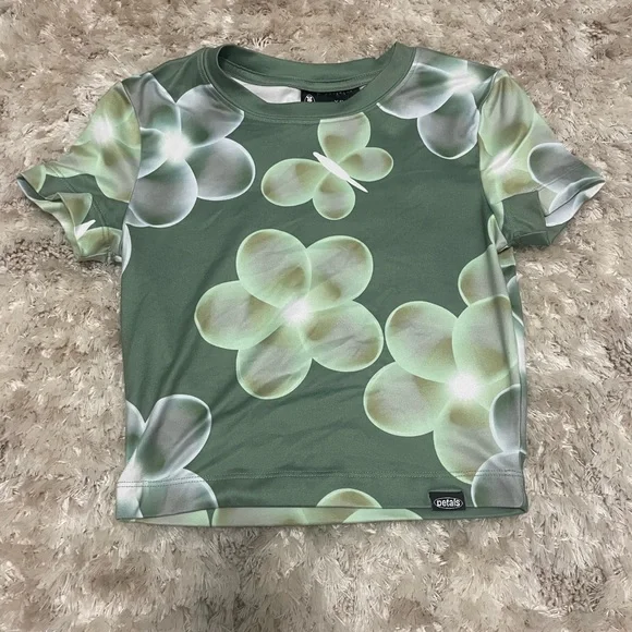 Green Patterned Crop Top - Picture 1 of 5
